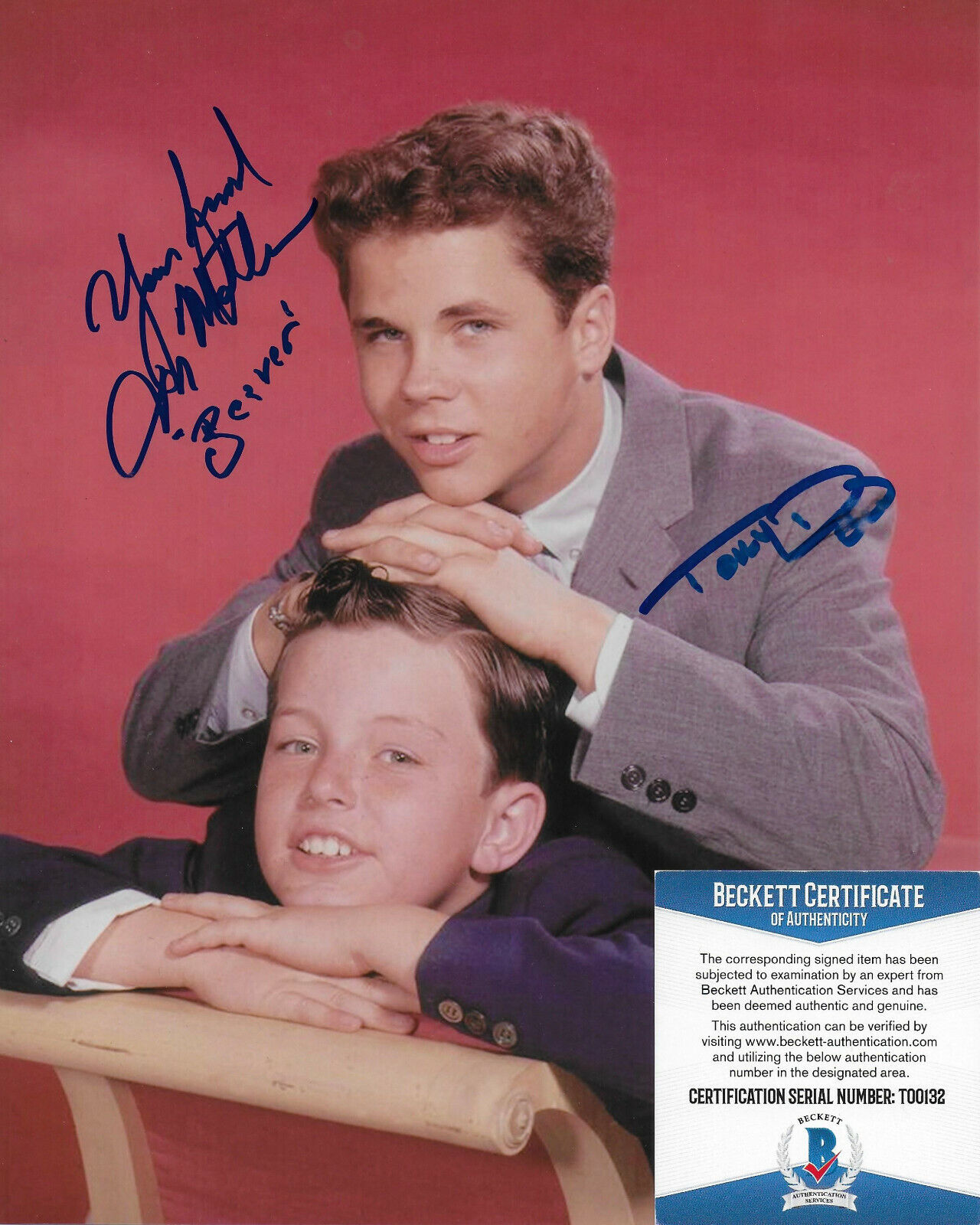 Jerry Mathers/Tony Dow Beaver Original Autographed 8X10 Photo Poster painting w/Beckett COA #7