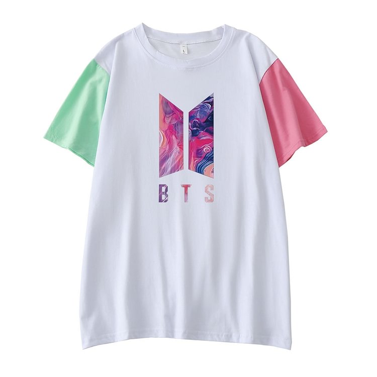 BTS Oil Logo Print Colorblock T-shirt