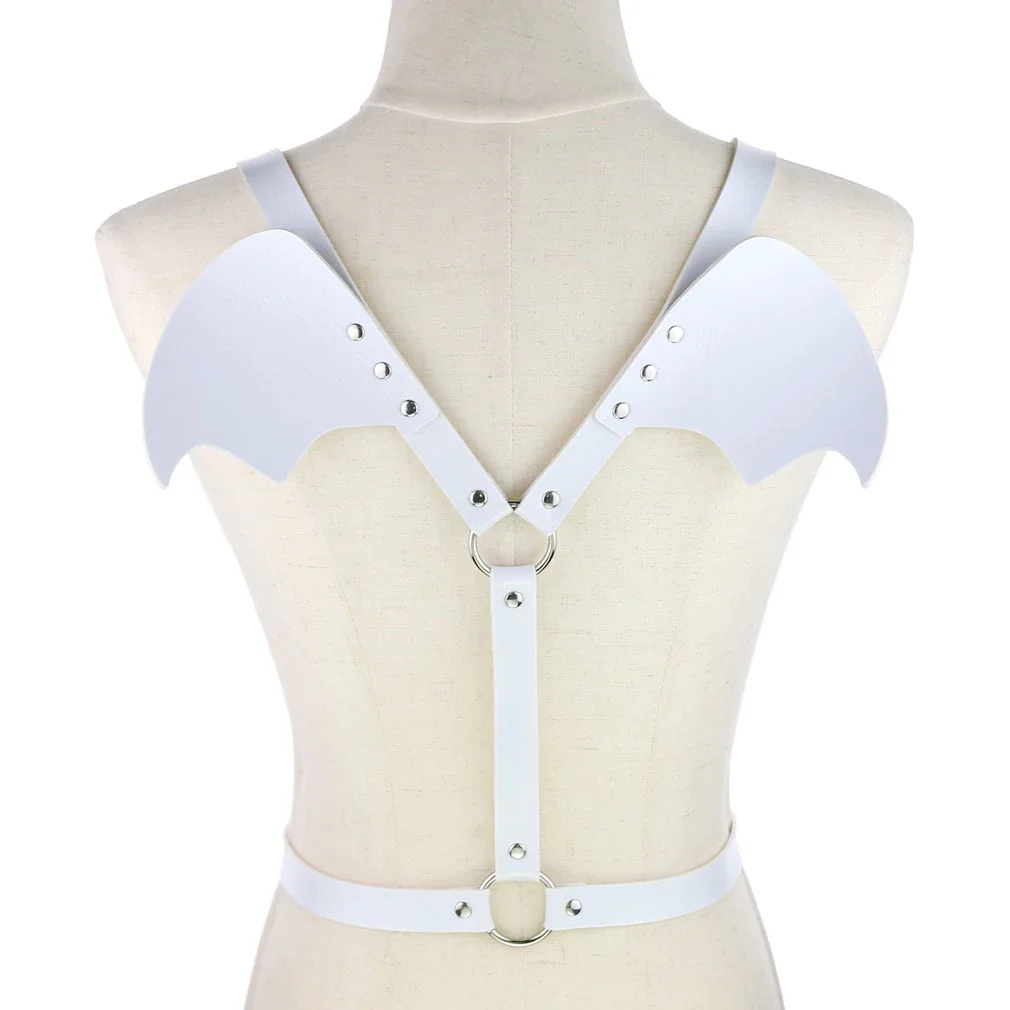 Billionm New Gothic Leather Retro Medieval Renaissance Angel Demon Wings 4 Color Cosplay Accessories Harness Top Tie Punk Body Belt