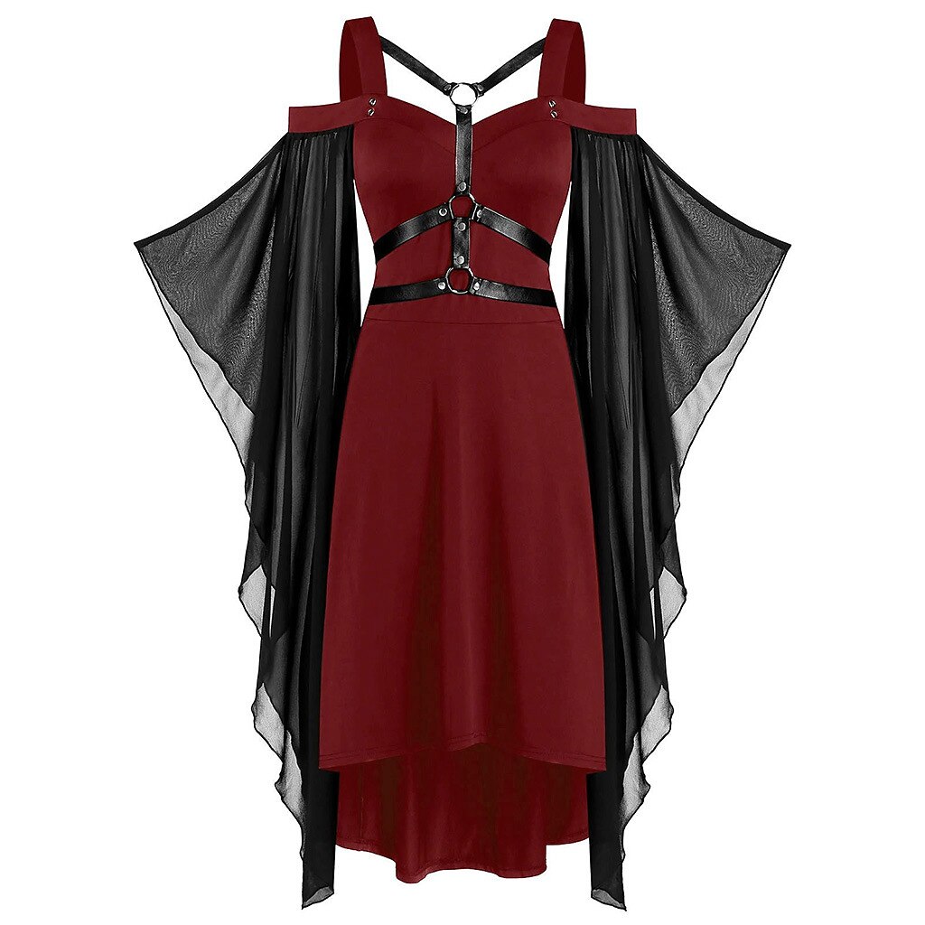 Punk & Gothic Victorian Medieval Rockabilly Cocktail Dress Dress Masquerade Goth Girl Plus Size Women's Adults' Cosplay Costume Halloween Halloween Prom Festival Dress Summer Spring Fall 2023 - US $29.99 –P3