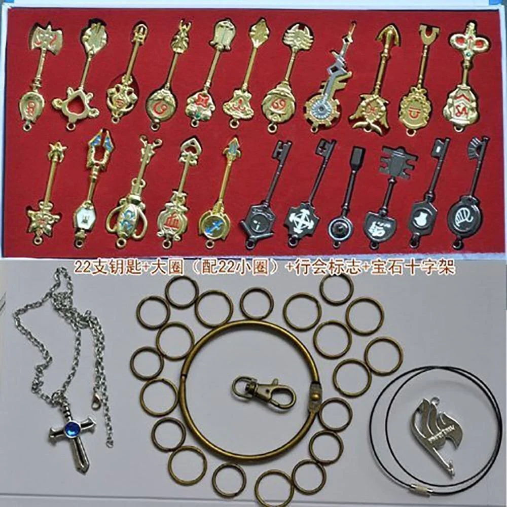 lucy keys golden zodiac keychain necklace pendant set