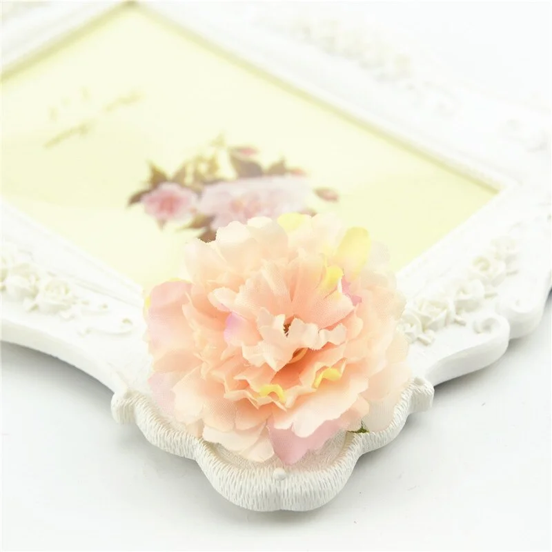 10pcs Cheap 4.5cm Mini Artificial Silk Flower Heads European Fall Vivid Peony For Wedding Home Decoration Chrismas Gift Crafts