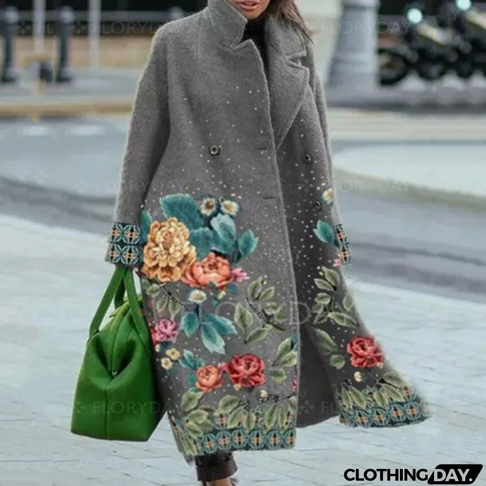Women Fashion Autumn And Winter Long Sleeve Lapel Over Coat