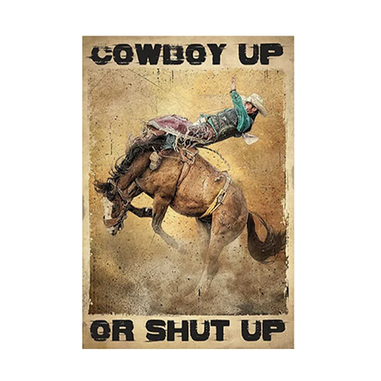 Cowboy vieil homme de l’Ouest - enseigne en étain vintage - 7.9x11.8 & 11.8x15.7inch