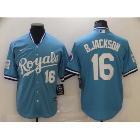 Men's Kansas City Royals #16 Bo Jackson Light Blue Cool Base Stitched Jersey 78OF