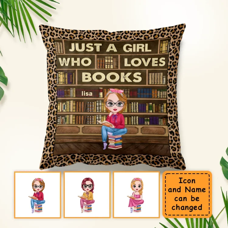 Reading Just A Girl Boy Who Loves Books Vintage - Personalized Custom Pillow
