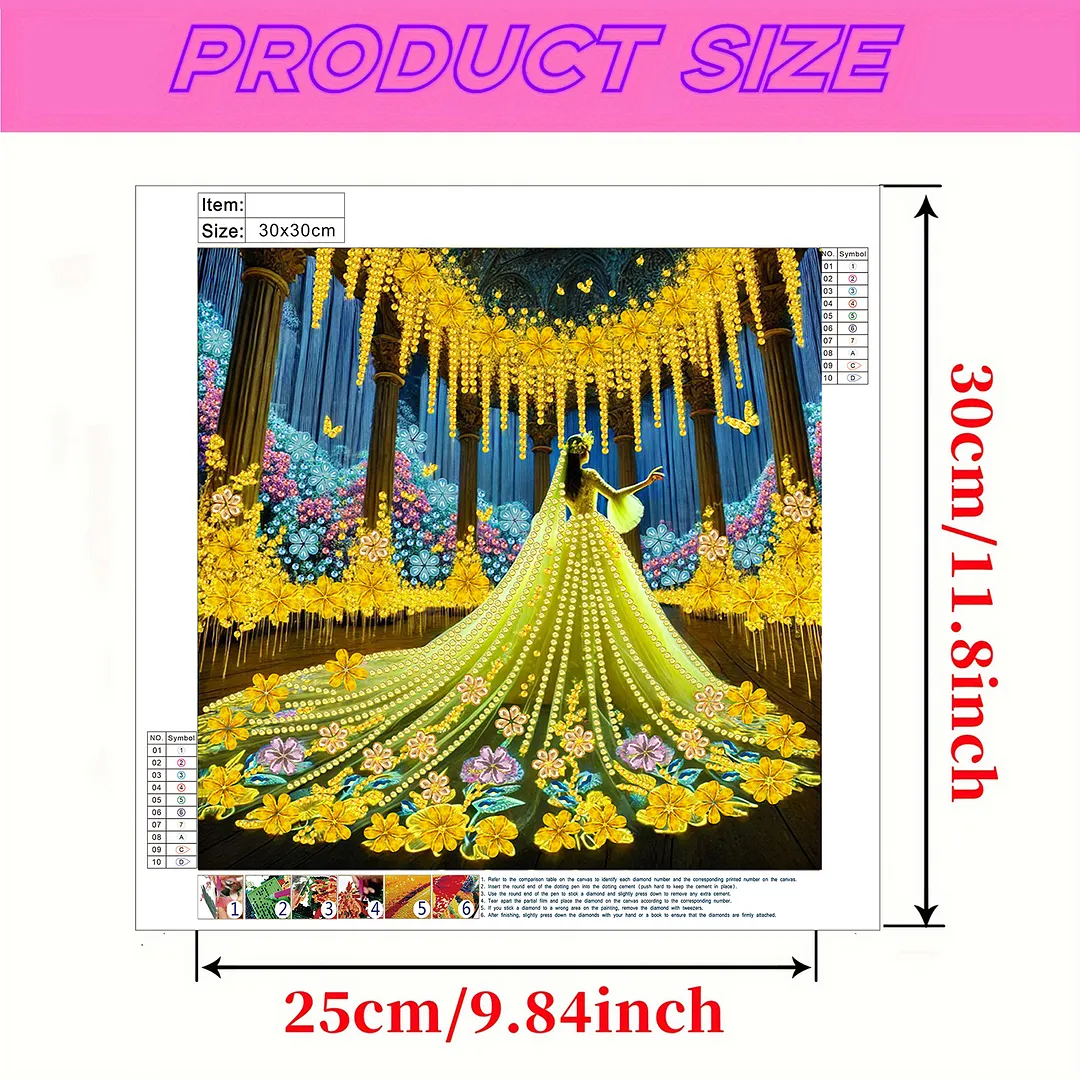 Yellow Dress Beauty - Diamond Painting - Partial Special Shaped Drill(Canvas|30*30cm)