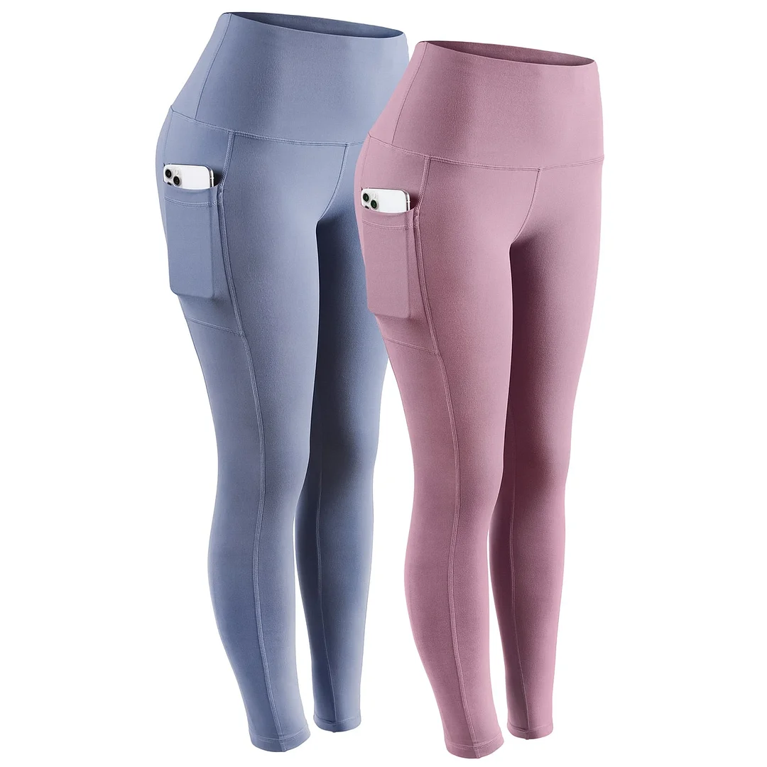 ATHVOTAR Middle Waist Leggings With Pocket Elastic Women Leisure Type Push Up Leggings Women Gym Hip Fitness Pants