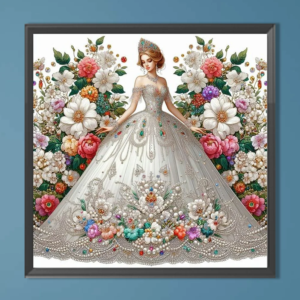 Diamond Painting - Full Round Drill - Flower Dress Beauty(Canvas|40*40cm)