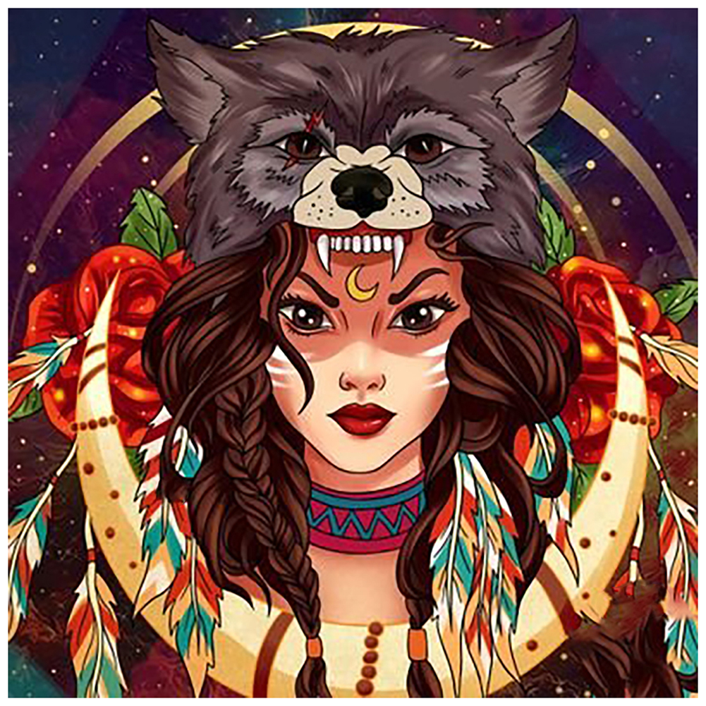 

Woman In Wolf Hat-Round Drill Diamond Painting-30*30CM, 501 Original