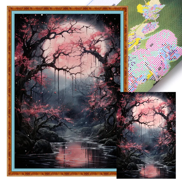 The Flowers Are Full And The Moon Is Full 11CT (50*70CM) Stamped Cross Stitch gbfke