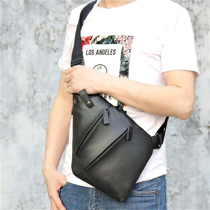Fashion Chest Bag Leisure Outdoor Sports Cycling Leather Ultra-Thin Crossbody Bag
