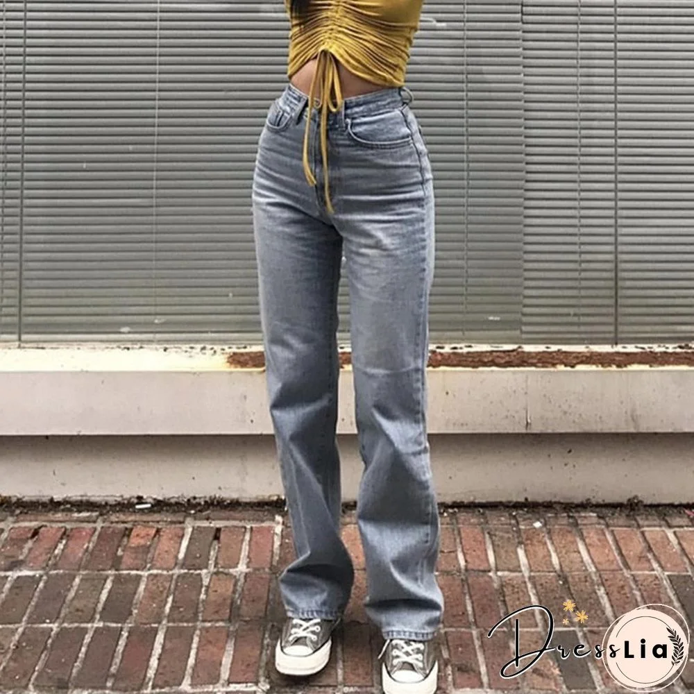 Woman Jeans High Waist Clothes Wide Leg Denim Clothing Blue Streetwear Vintage Quality Fashion Harajuku Straight Pants