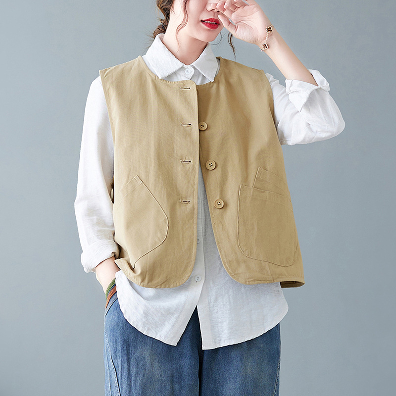 Literary Loose Solid Color Vest