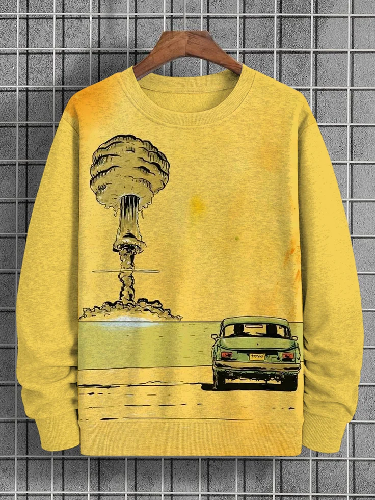 Men's Explode Car Print Casual Sweatshirt