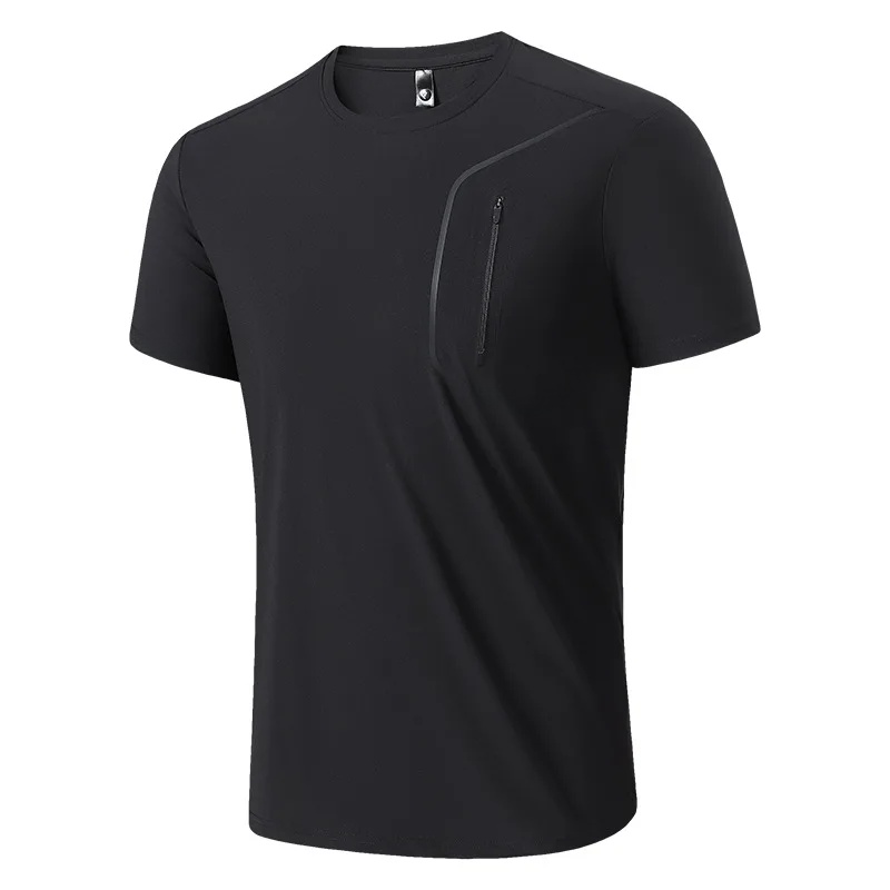 New Summer 2025 Men's T-Shirt Ice Silk Thin Short Sleeve round Neck High Elasticity Breathable Seamless Nylon Lightweight Tee