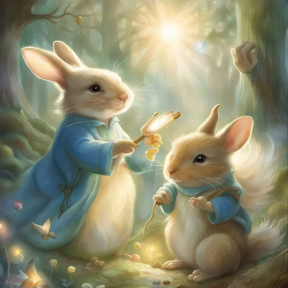 Diamond Painting - Full Round Drill - Forest Bunny(Canvas|30*30cm)