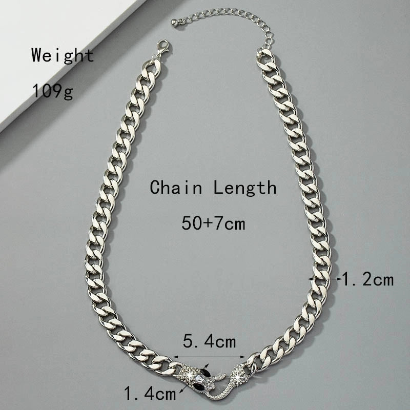 Gothic Retro Vintage Style Snake Alloy Plating Inlay Artificial Rhinestones 14k Gold Plated White Gold Plated Men’s Choker Choker