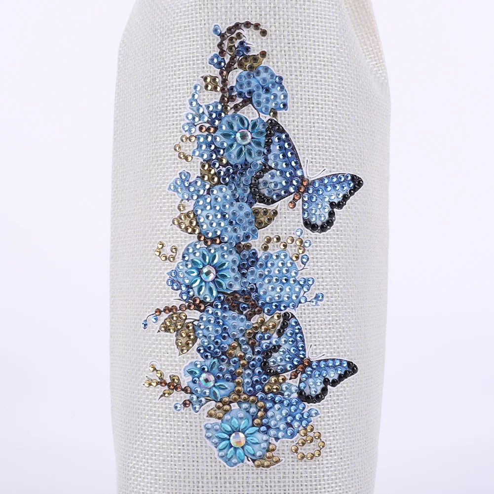 4pcs DIY Diamond Painting Wine Bag Rhinestones Liquor Bottle Cover (Butterfly)