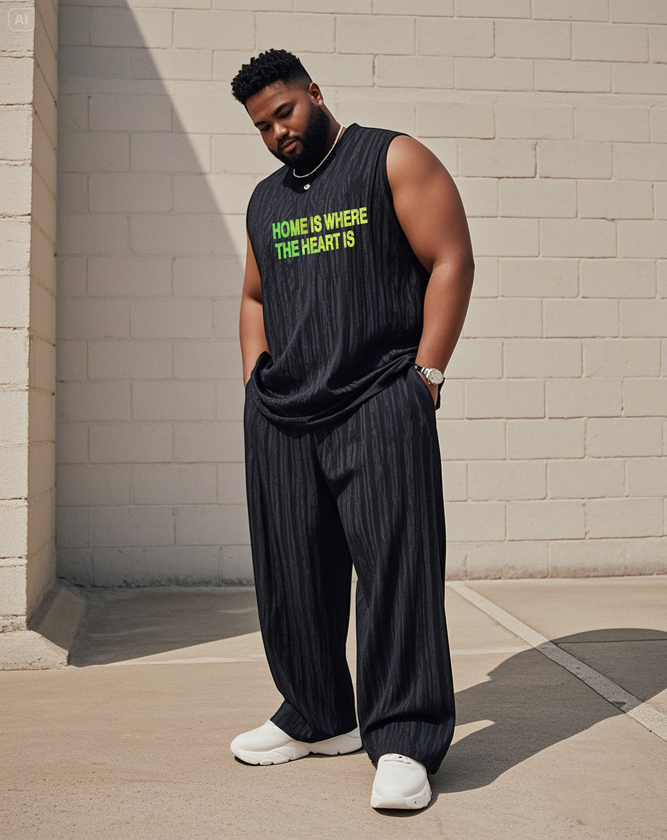 Men's Plus Size Daily Casual Comfortable Gradient English Vest Printed Pants Suit