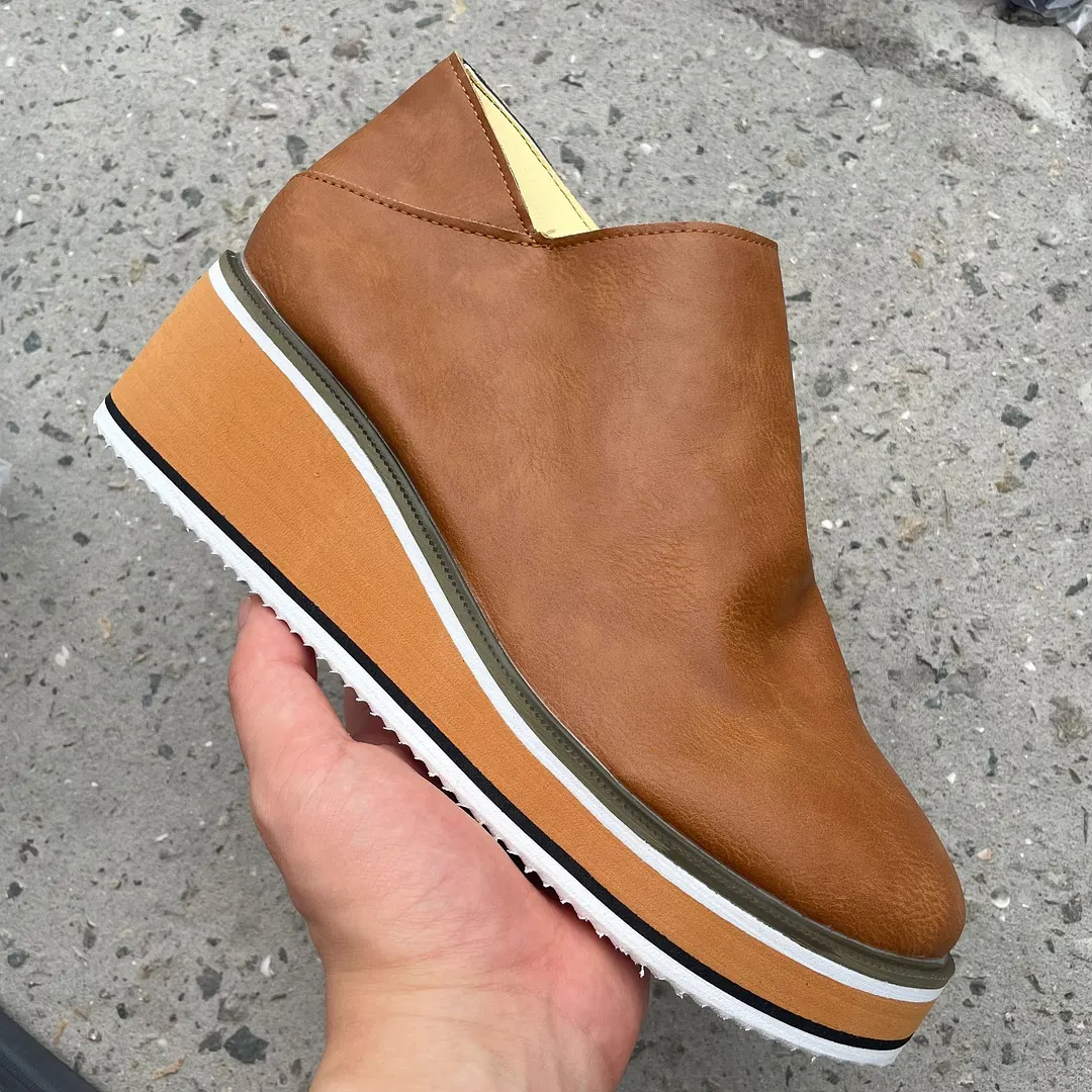 Breakj Breakj And Winter New Short Boots Large Size Women's Shoes Round Head Thick Bottom Slope Side Zipper Leisure Boots