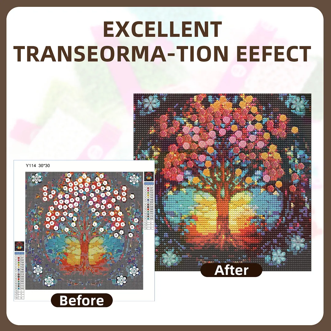 Flower Tree Silhouette Special Shaped 5D DIY Full Drill Diamond Painting Kits for Adults Beginners Home Decor Diamond Art Kit 11.81 X11.81inch