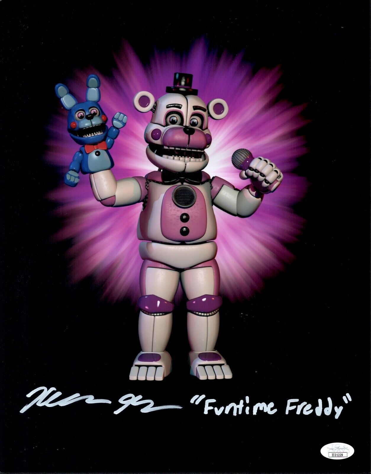 KELLEN GOFF Signed FUNTIME FREDDY 11x14 Photo Poster painting Five Nights Autograph JSA COA Cert