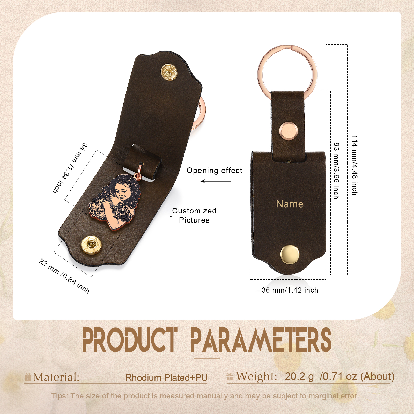 Personalised Photo & Name Keychain Custom Leather Keychain Gifts for Him/Her-Jessemade AU