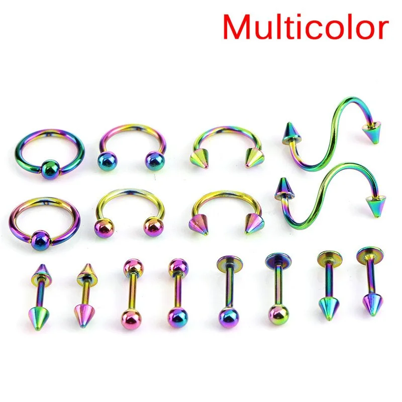 Body Piercing Kit With Needle Pack Nose Septum Belly Button Piercing Tool Kit Ear Tragus Nipple Eyebrow Labret Pircing Set Clamp