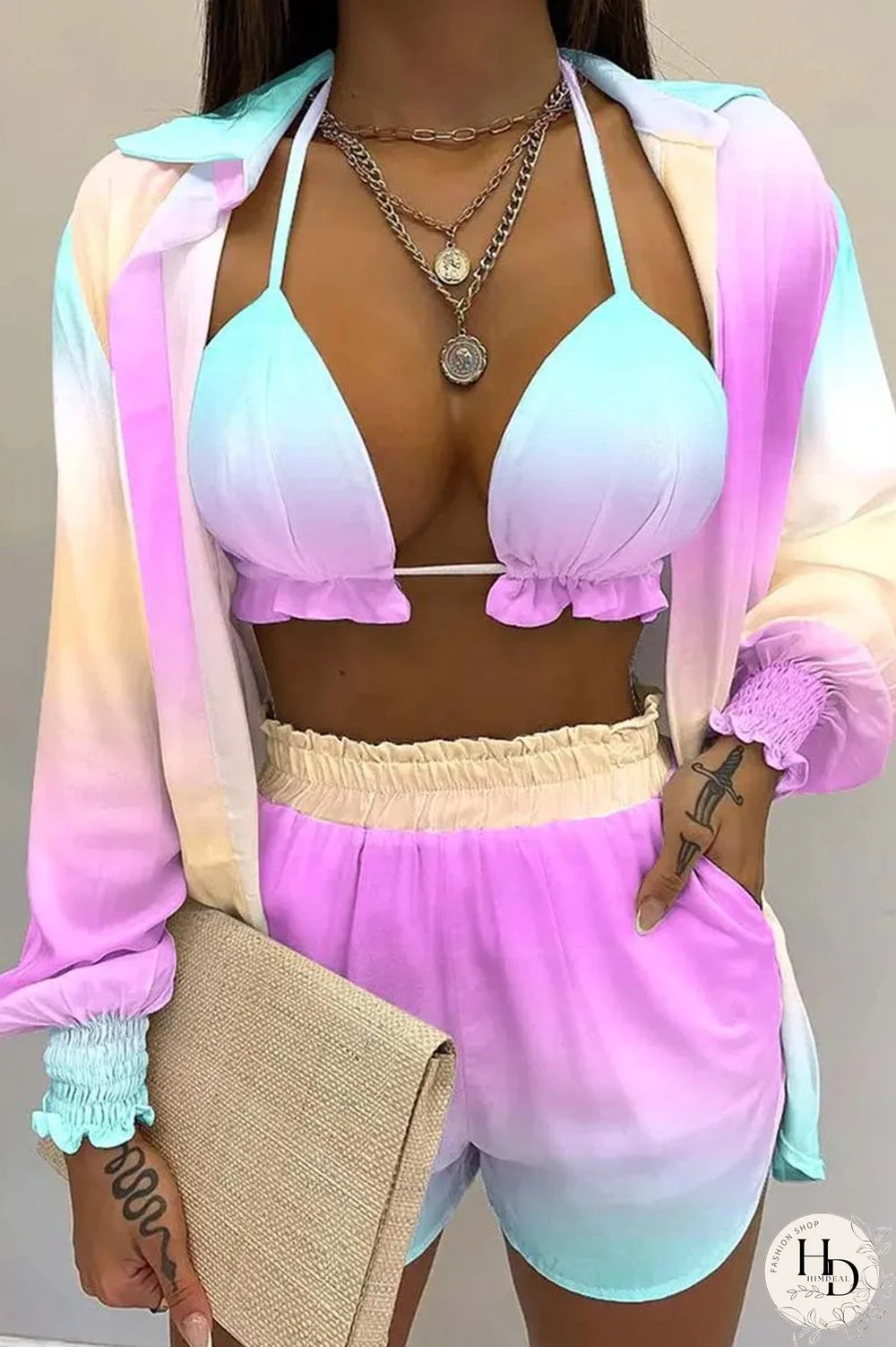 White Sexy Casual Print Solid Basic Long Sleeve Three Piece Set