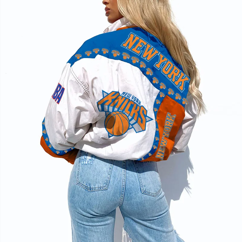 Women's Basketball Winter Bomber Jacket Support New York Knicks Coat