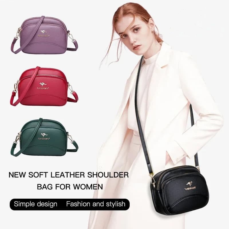 Multiple Pockets Soft Leather Shoulder Bag for Women