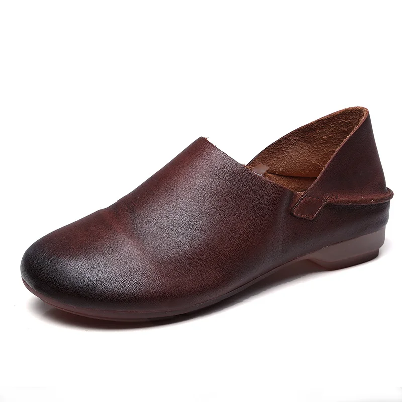 Yyvonne Layer Of Cowhedel Flat Soft Sole Single Shoes Spring Mori Literature And Art Retro Leather Hand-Sleeve Women's Shoes Breathable Deodorization