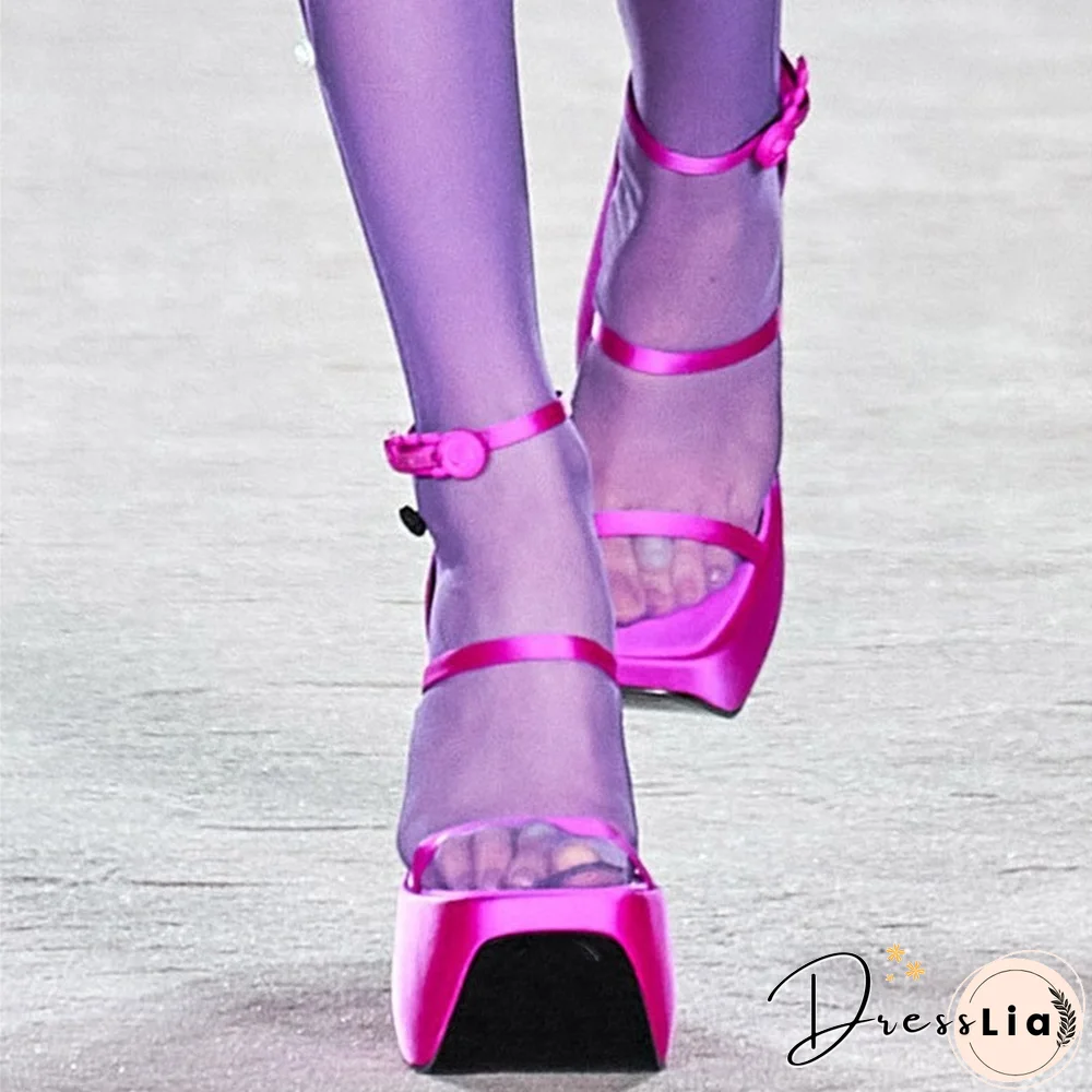 Women's Summer New Style Platform Wedge Heels European And American Fashion Thin Belt Combination Mixed Color Sandals