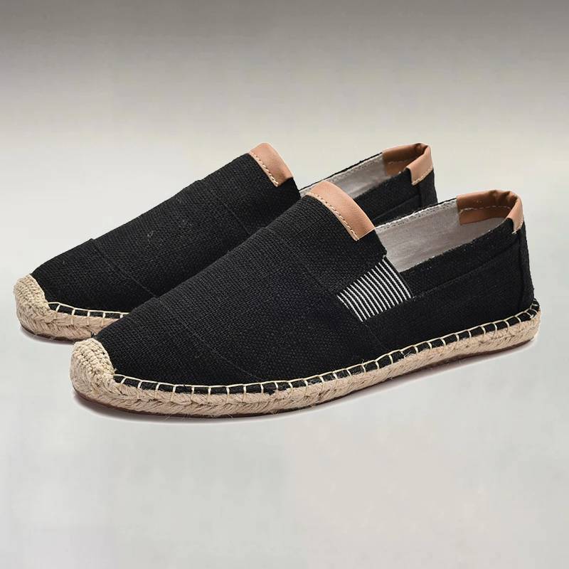 Men's Casual Stripe PU Decor Slip-On Canvas Espadrilles