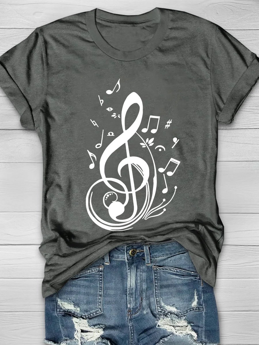 Eagerlys Musical Note Short Sleeve T-shirt