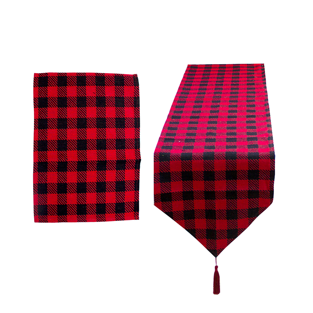 

Christmas Decor Dining Table Flag Reusable Cloth Black Red Grid Tablecloth, 501 Original