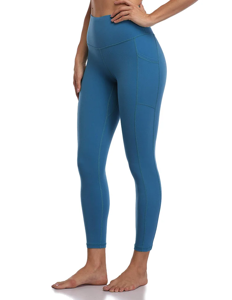 women high waisted yoga pants classic blue