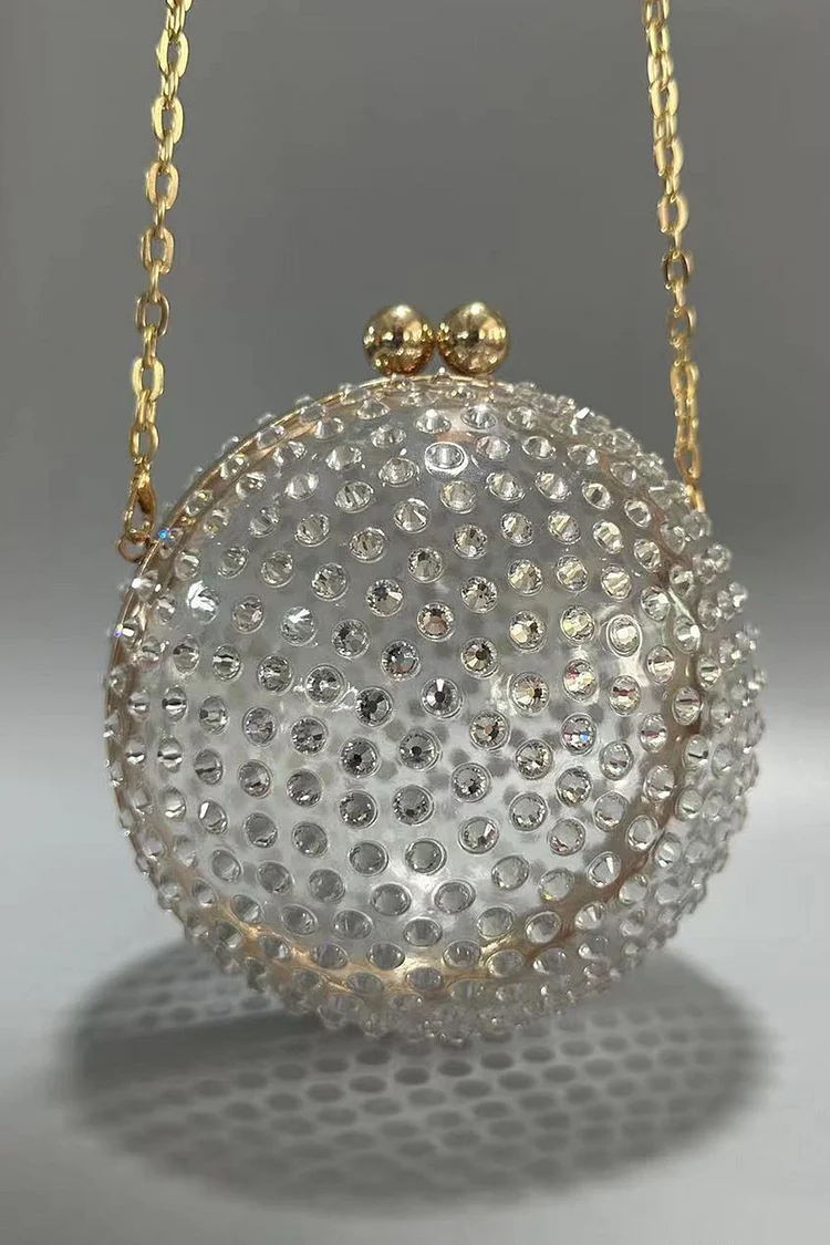Fashion Transparent Acrylic Rhinestone Decor Round Ball Crossbody Bag 2024 - Xpluswear