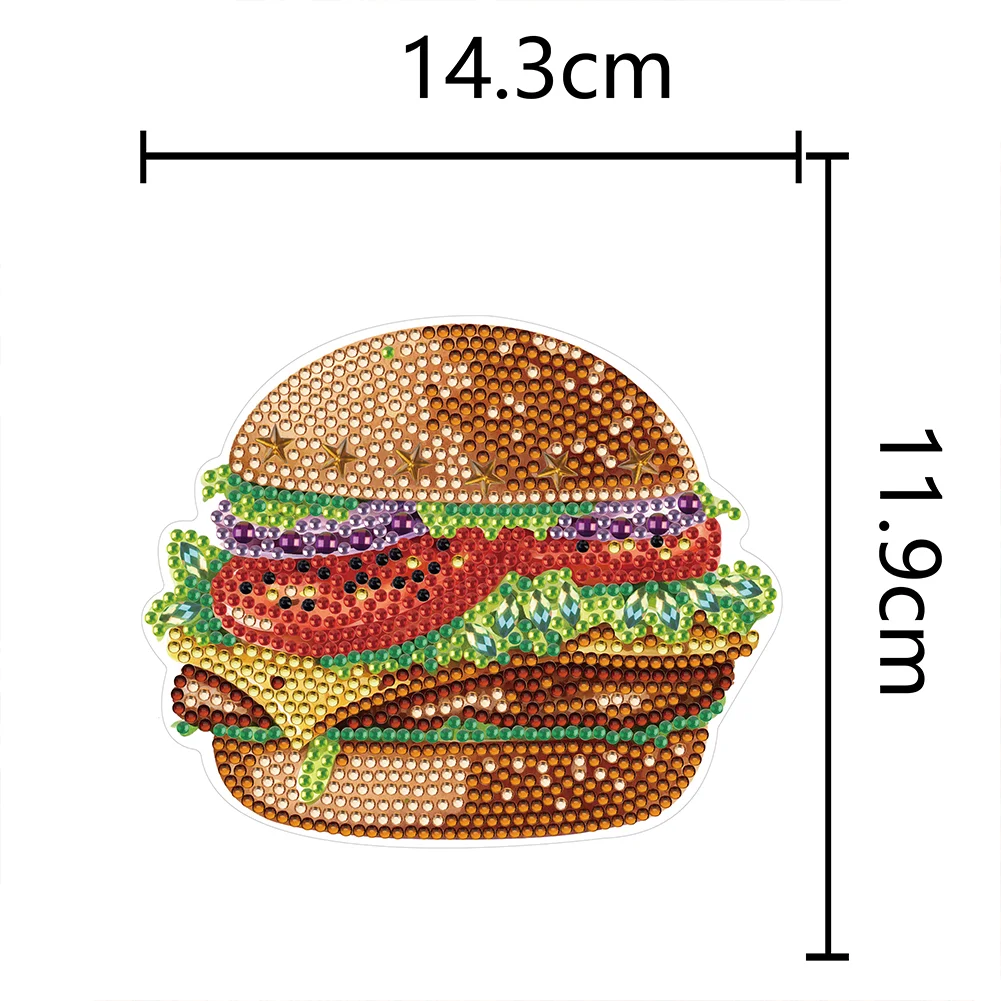 1pcs DIY Hamburger Diamond Painting Magnets Refrigerator for Adults Kid Office Car Fridge