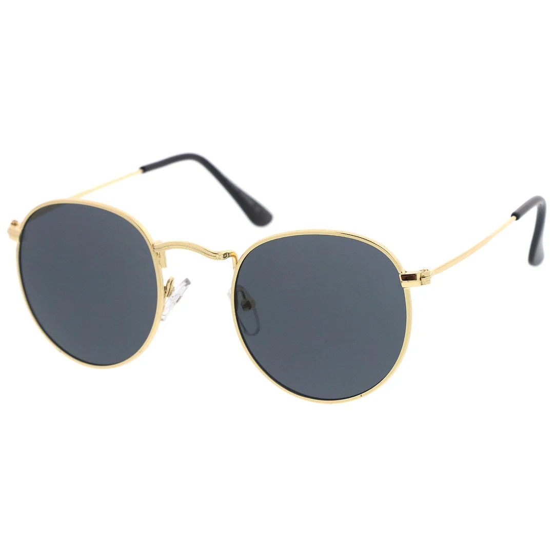 Classic Full Metal Frame Slim Temple Round glasses 45mm