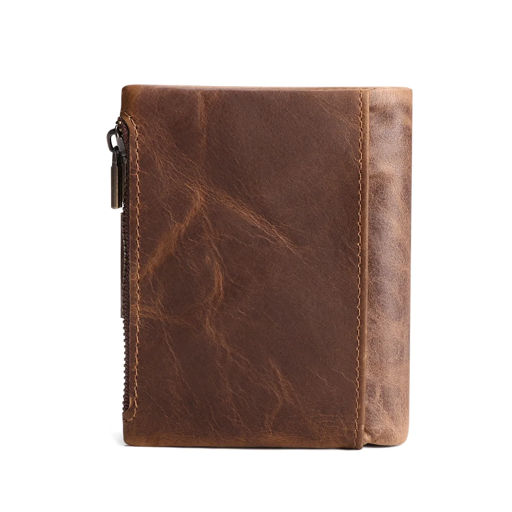 Men's wallet rfid leather wallet casual fashion double zipper multi card slot retro clutch