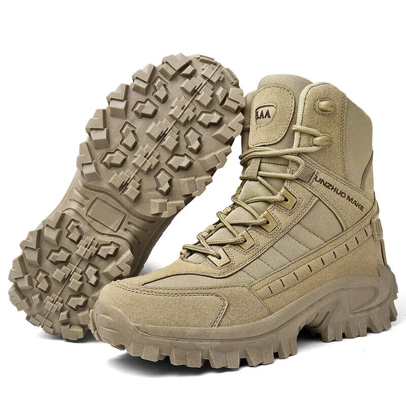 Men's Work Combat Boots Waterproof Non-Slip Warm Army Boots Work Boots (Thickened Version & Insulated Version)