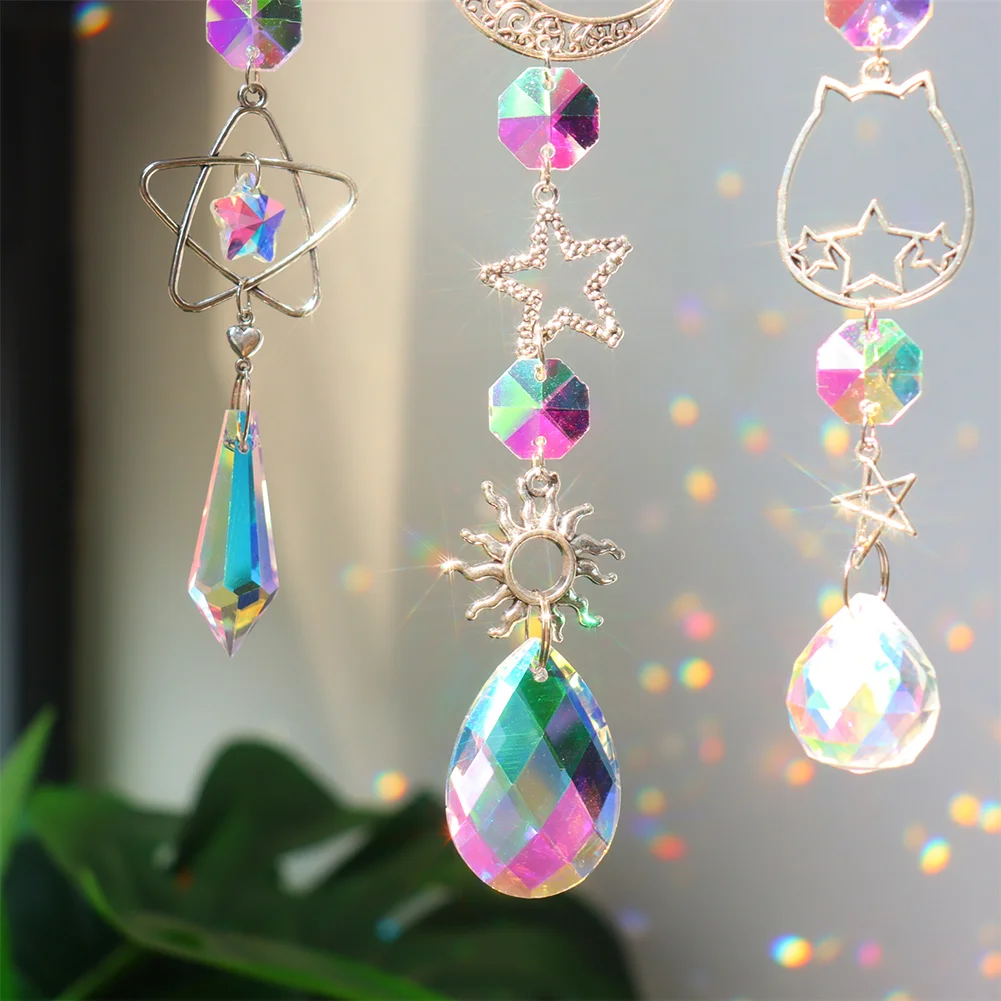 Crystal Wind Chime Prism Catchers Hanging Ornament Curtain Garden Pendant