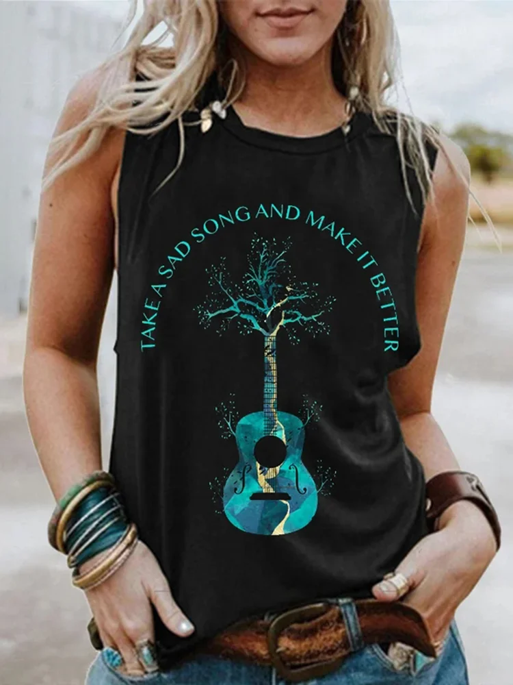 Inspirational Take A Sad Song And Make It Better Printed Tank Top