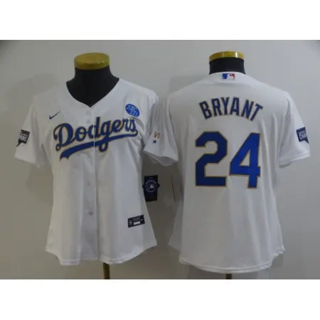 Women's Los Angeles Dodgers Front #8 Back #24 Kobe Bryant White Gold Championship Cool Base Stitched Jersey(Run Small) V436