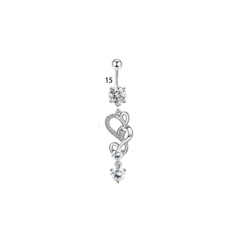 1 Piece Belly Rings Minimalist Classic Style Water Droplets 304 Stainless Steel Inlay Zircon Belly Rings