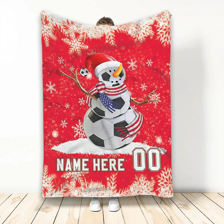 Personalized Christmas Soccer Blanket|BKKid213[personalized name blankets][custom name blankets]