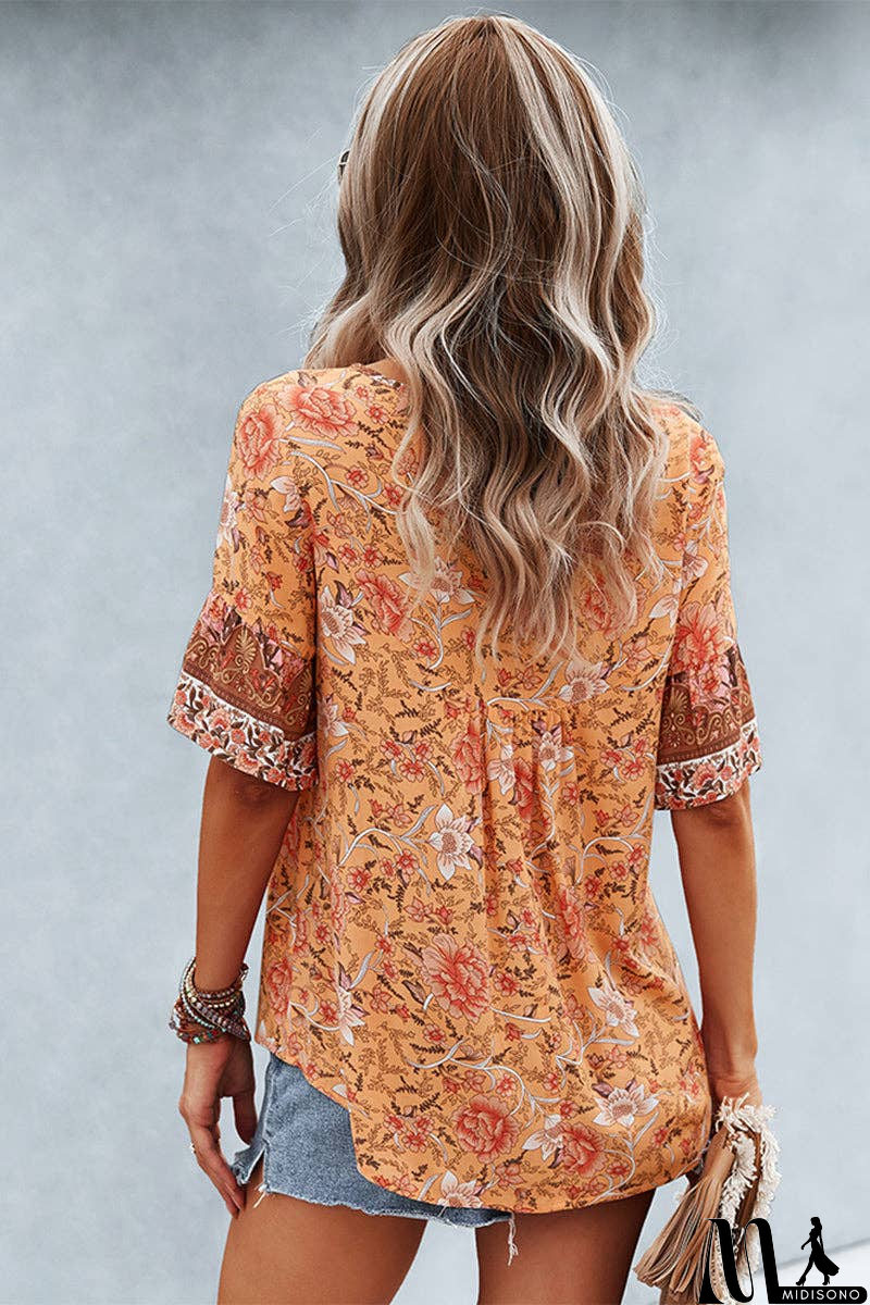 MidiSono - Floral Bliss Short Sleeve Top