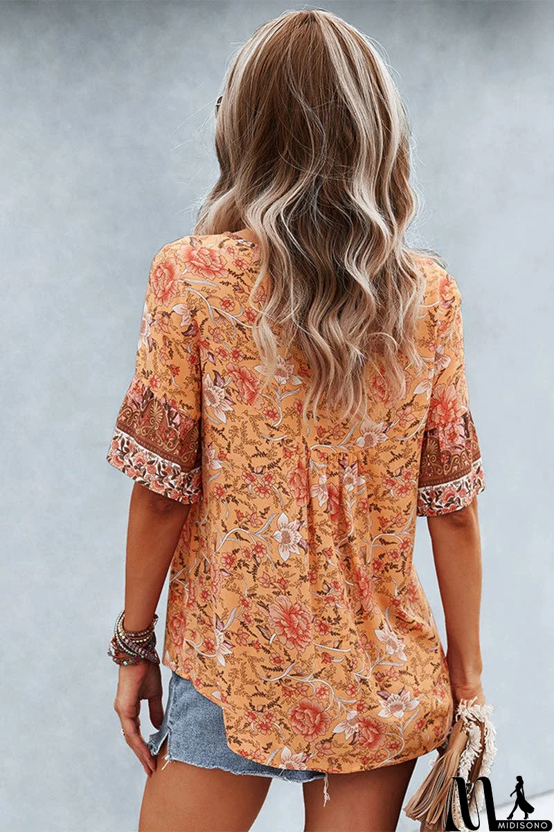 MidiSono - Floral Bliss Short Sleeve Top